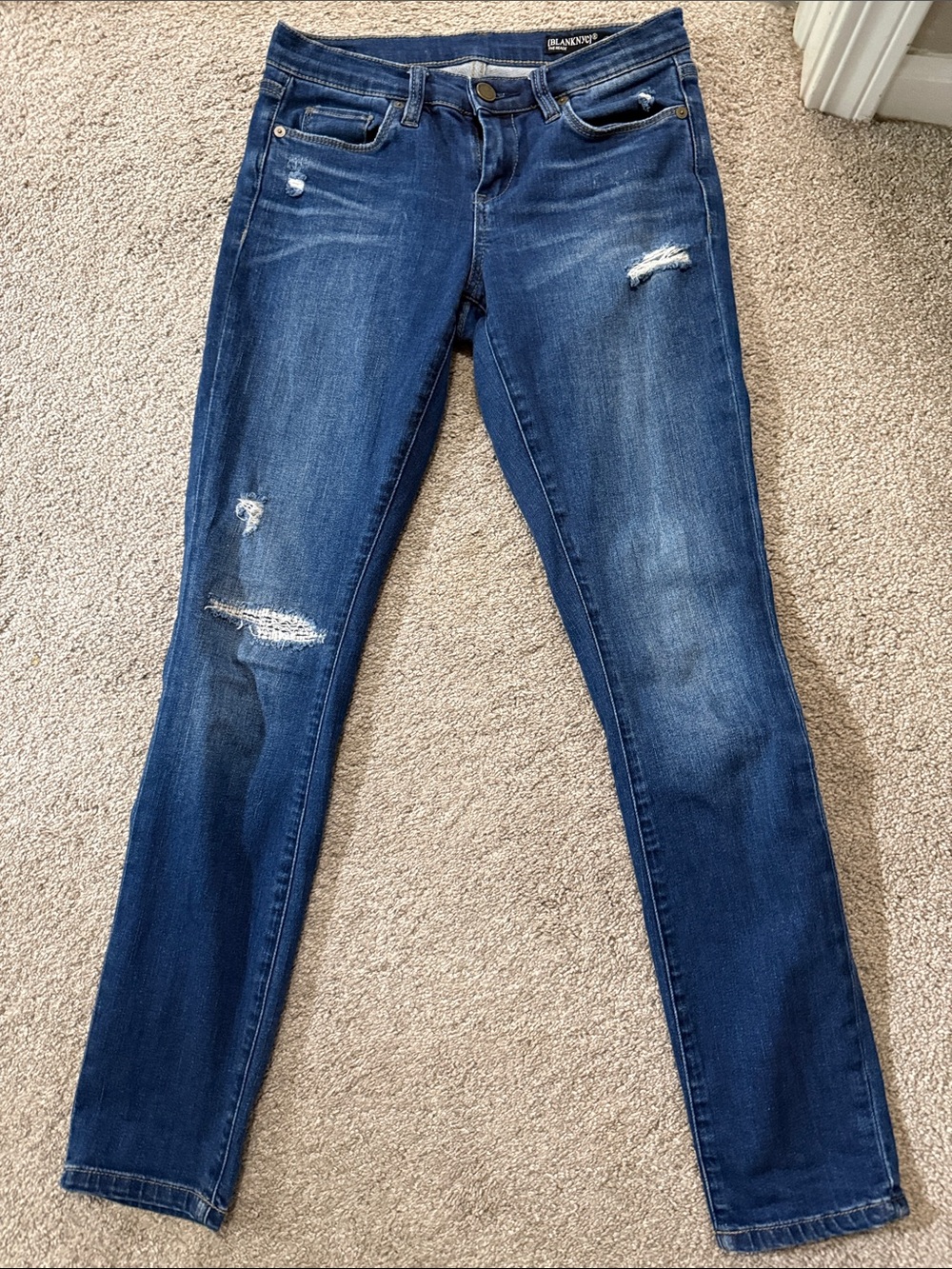 Blank NYC Women's Ripped Skinny Jeans - Dark Wash Blue